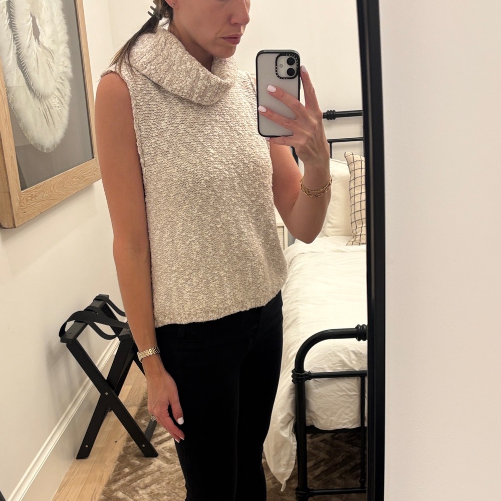 Free People Cream Cowl Neck Sweater